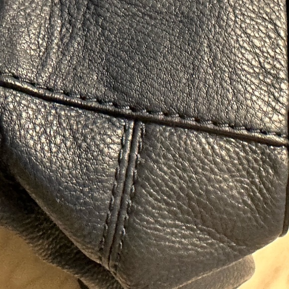 Excellent BLUE Michael Kors Fulton Python Top Zip Satchel - Picture 6 of 7